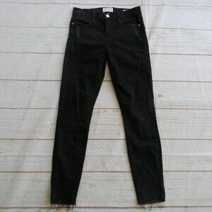 FRAME BLACK LE HIGH SKINNY STRETCH RAW UNFINISHED HEM JEANS SZ 25